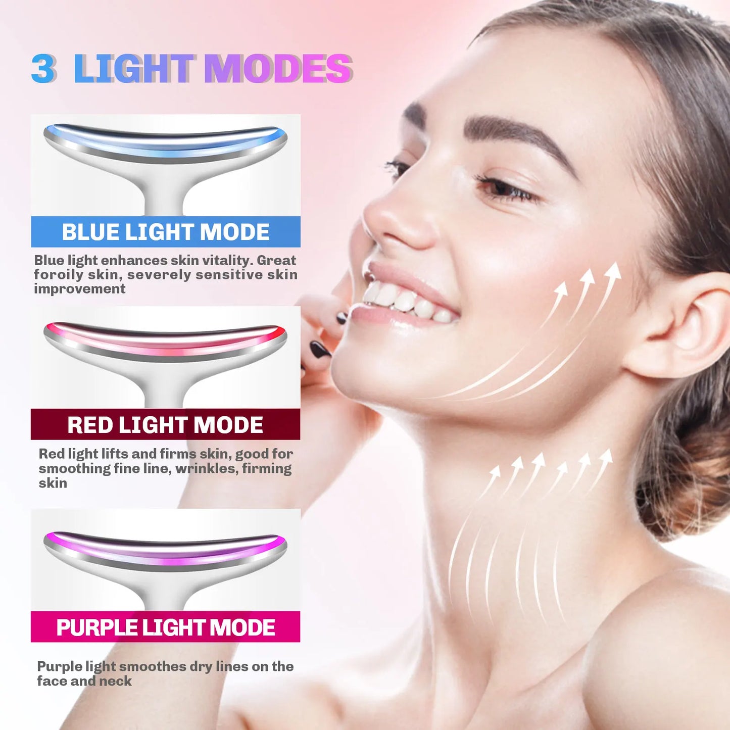 3 Color Neck Beauty Device EMS Face Lifting Massager Double Chin Remover LED Photon anti Wrinkle Skin Tightening Facial Massager