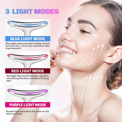 3 Color Neck Beauty Device EMS Face Lifting Massager Double Chin Remover LED Photon anti Wrinkle Skin Tightening Facial Massager