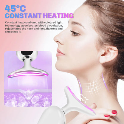 3 Color Neck Beauty Device EMS Face Lifting Massager Double Chin Remover LED Photon anti Wrinkle Skin Tightening Facial Massager